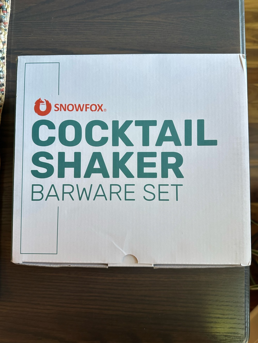 NWT Snowfox Cocktail Shaker & Martini Glass Barware Set Black Gold